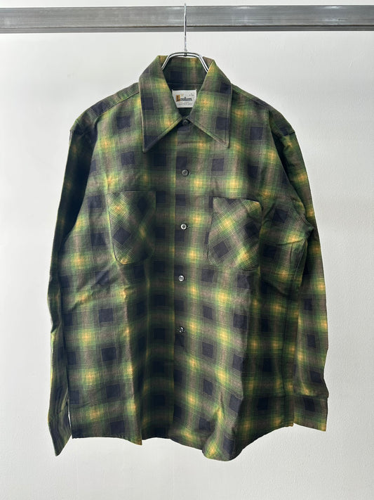 Lautum プリントチェックネルシャツ