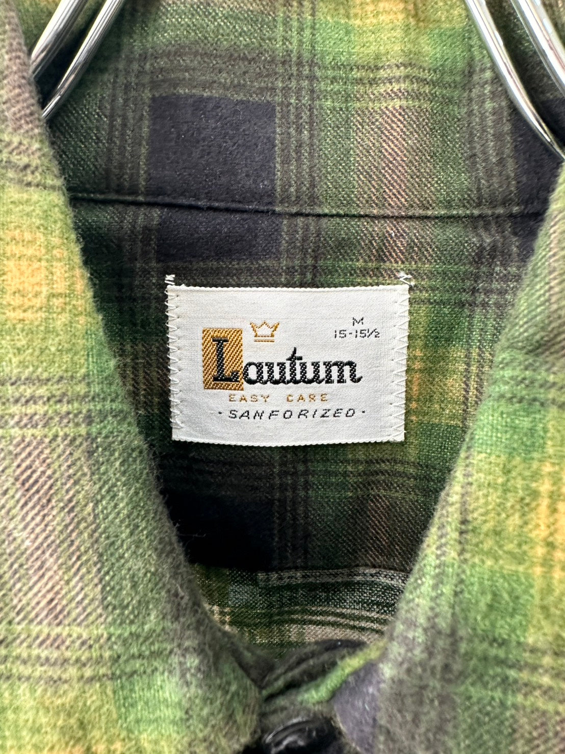 Lautum プリントチェックネルシャツ